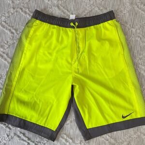 Nike Men's Swimming Trunks Lime Green Grey Size Large